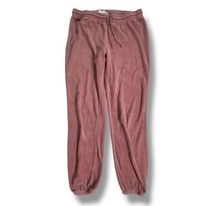Love Tree Womens Maeve Pink Velour Soft Jogger Pants Elastic Waist Size Medium